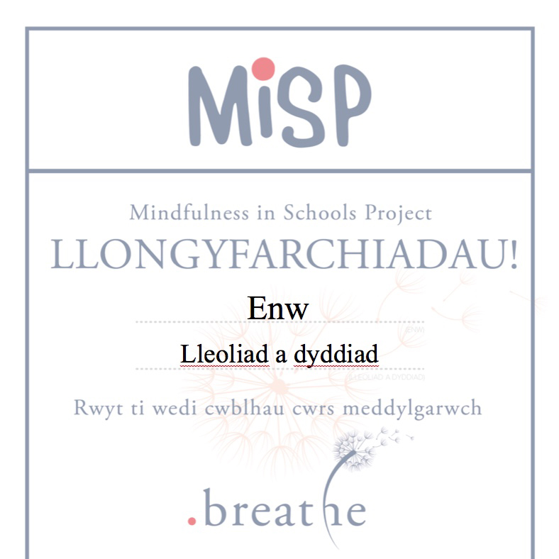 .breathe Certificate (Welsh)
